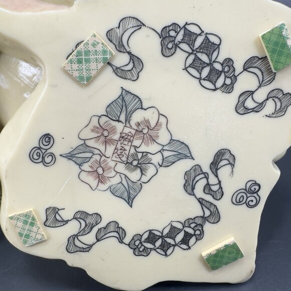 Vintage Chinese Guardian Lion Sculpture Signed Foo Dog Fu Foo Dog Playing Ball - Picture 4 of 16